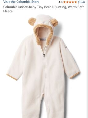 Columbia Tiny Bear Cream Fleece Footed One-Piece with Hood
